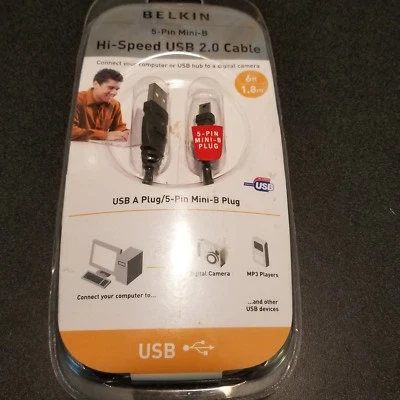 New Belkin Hi-Speed USB 2.0 Cable USB A Plug To B Plug 6 Feet - Image 1 of 2