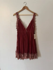Free People Marilyn Dress By Brenda Knight Size S Red Lacey Baby Doll Mini - Picture 1 of 13