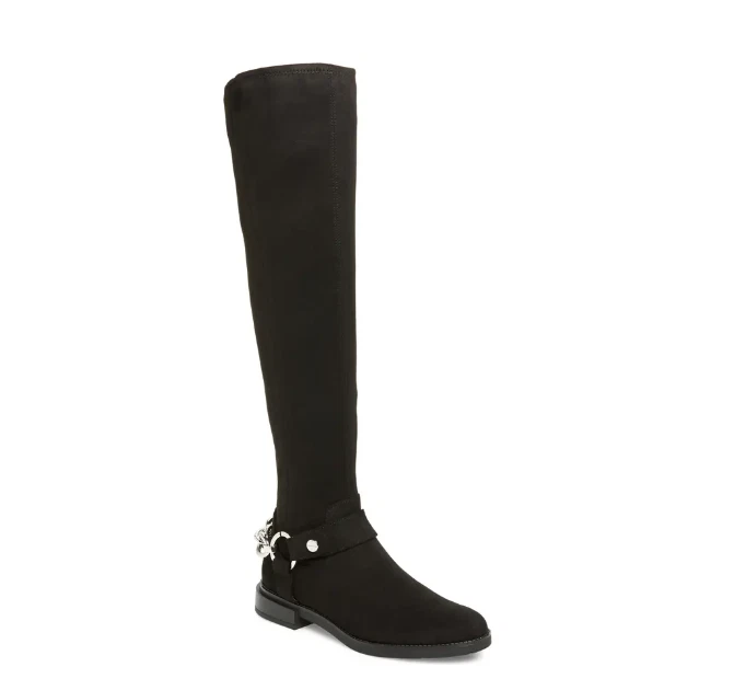 Calvin Klein Women Black Akia Stretch MicroSuede Over-the-knee BOOTS Size 7m NWB