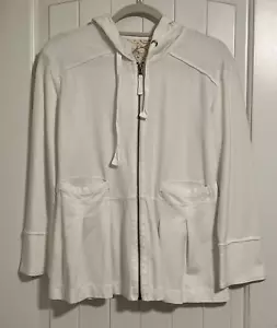 Lucy Women’s LARGE 3/4 Sleeve White Full Zip Athletic Hoodie Pockets - Picture 1 of 7