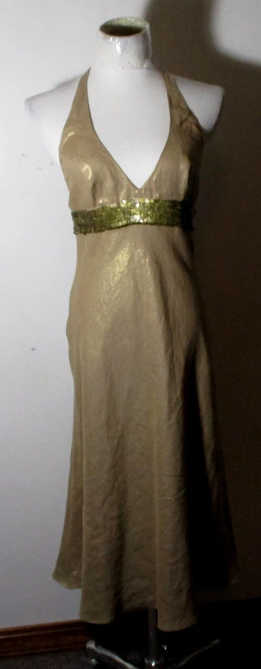 Vestido halter MARIA Bianca Nero tostado 100 % lino talla S Foto 1 de 4