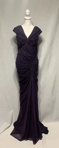 Tadashi Shoji Sz Medium Purple Off Shoulder Twist Mermaid Mesh Ruched Ball Gown - Picture 1 of 7