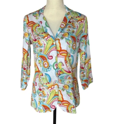 Leggiadro женщин хлопок пейсли блузка размер 6 многоцветный 3/4 рукав цветной - Изображение 1 из 4