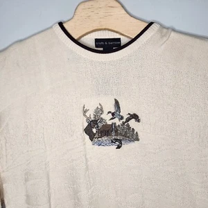 Maglione Pullover Vintage Croft & Barrow Maglia Cervo Anatra Uomo Taglia XXL Beige LEGGI - Foto 1 di 11