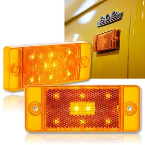 Amber Front LED Side Marker Light Bulb Lamp Lenses Pair for 1970-77 Ford Bronco - Picture 1 of 12
