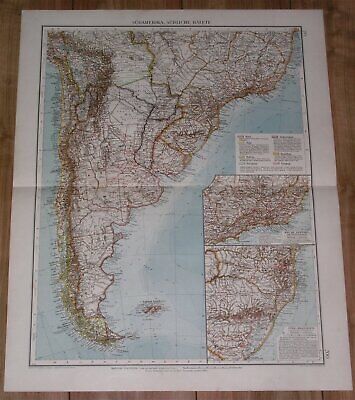 1905 Antique Map Of Argentina / Chile Tierra Del Fuego Falklands / South America • 28.28$