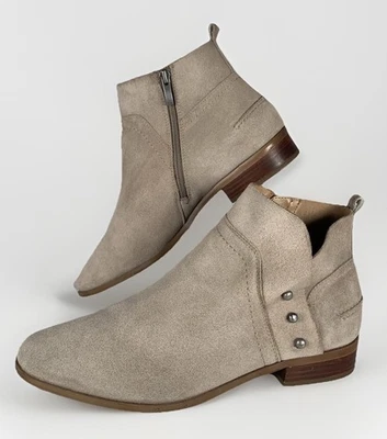 Franco Sarto Mujer Robin Gamuza Botines Taupe Cremallera Lateral Tacón Bajo Bloque, 11M Foto 1 de 4