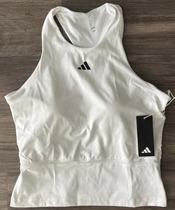 Adidas Tennis MID Y Tank Top Women’s Sz M Built In Bra Training Shirt White NWT - Picture 1 of 8