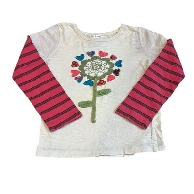 Mimi & Maggie Cream and Pink Long Sleeve Tee with Floral Design, Size 6X - Image 1 of 4