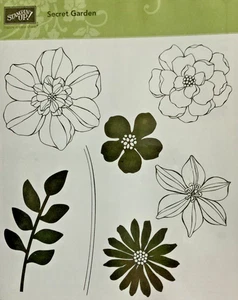 Stampin Up SECRET GARDEN Stempelset Rentner Floral Cling Gummistempelsets - Bild 1 von 5