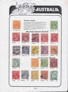 1914-37 KING GEORGE V HEAD PAGE OF 21 PRE-DECIMAL STAMPS VFU #BM98 - Bild 1 von 4