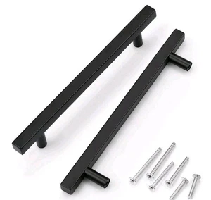 Knobwell Confezione 50 Maniglie Armadio Cucina Nero Opaco Pomelli a T Quadrati Moderni 6 Pollici - Foto 1 di 7