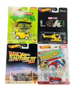 HOT WHEELS RETRO ENTERTAINMENT 2022 SET OF 4pcs DMC55 MIX2 SPIDER-MAN LOKI NEW - Picture 1 of 6