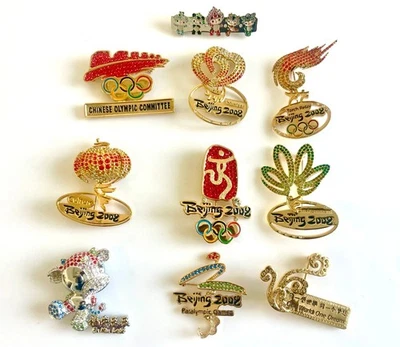 2008 Beijing Olympic 10pcs Inlay Swarovski Crystal Commemorative Brooches Set - Image 1 of 4