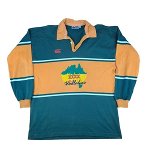 Vintage Canterbury Australia Wallabies Rugby Polo Shirt Mens Size XL Long Sleeve - Foto 1 di 17