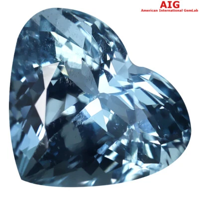 11.49 克拉 AIG 认证奇妙心形 (16 x 14 毫米) 天蓝色海蓝宝石 — 第 1/3 张图片
