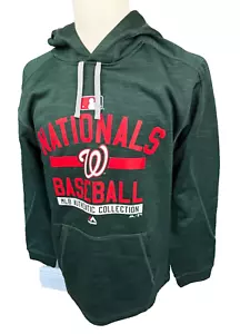 Sudadera con capucha Majestic MLB Washington Nationals verde rendimiento para hombre talla mediana - Imagen 1 de 5