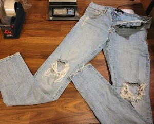 PURPLE BRAND P002 Herren 30 W Repair Drop Fit Skinny Jeans blau verwaschen distressed - Bild 1 von 13