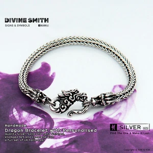 Handmade 925 Sterling Silver Dragon Bracelet✔️Vintage✔️Solid Silver✔️Quality - Picture 1 of 9
