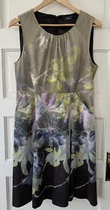Elie Tahari Nordstrom Watercolor Floral Dress 10 Pockets Wedding Brunch Tea L - Picture 1 of 14