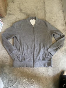 Michael Kors Mens Fullzip Bomber Jacket Large Gray Cotton Stretch Quiet Money - Picture 1 of 8