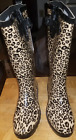 Women Rain Boots Kitties Tan Sz 8 Med Rubber Waterproof W/ Box #28397