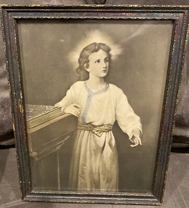 Vintage Jesus in the Temple Framed Print & Frame Reinthal & Newman ~ 1920's-50's - Picture 1 of 7