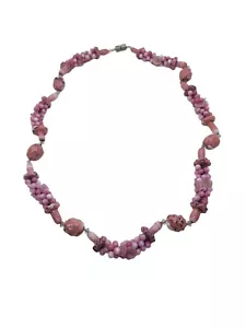 Vintage Louis Rousselet französische Lampwork rosa gegossene Glasperlen Blumen Halskette - Bild 1 von 9
