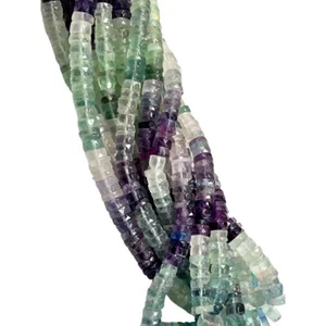 Cuentas facetadas de piedra preciosa natural multifluorita en forma de disco Heishi 6-7 mm cadena AAA - Imagen 1 de 8