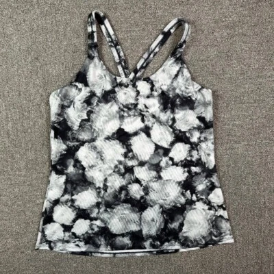 Athleta Floral Crush Workout Tank Top Black & White Size Womens X-Large - Image 1 of 4