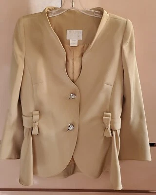 Blazer/estrás Manzoni Couture elegante 100 % seda beige 10 (se ajusta como 6/8) Foto 1 de 4