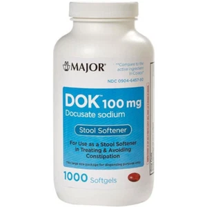 Major Dok 100Mg Docusate Sodium Comp To Colace 1000 Softgels Each - Picture 1 of 2