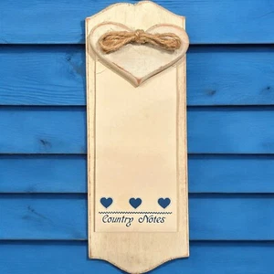 VTG 1980's Memo Board Shopping List Scratch Pad Country  Wall Mount Wooden Heart - Picture 1 of 7