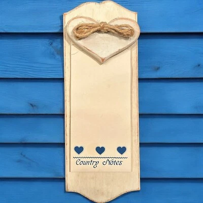VTG 1980's Memo Board Shopping List Scratch Pad Country  Wall Mount Wooden Heart - Image 1 of 4