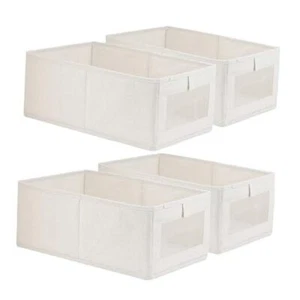 4 Pack Linen Storage Bins, Storage Containers for Organizing Clothing, Jeans, - Picture 1 of 7