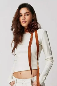 Neu mit Etikett Free People Melody Halsband Burnt Umber Samt Accessoire - Bild 1 von 5