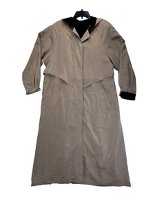 Vintage Utex Trench Coat Womens 8 Khaki Taupe Long Hooded Lined Drawstring Waist - Picture 1 of 24