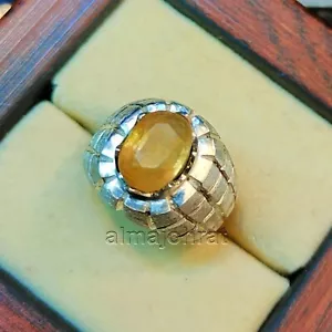Natural Yellow Sapphire 925 Silver Ring Certified - Picture 1 of 4