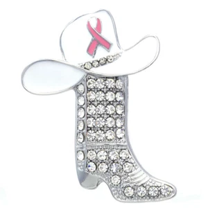 Botas de vaquero occidentales para concientización sobre el cáncer de mama broche sombrero pasador regalo - Imagen 1 de 3