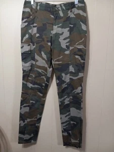 INC International Concepts Camo Pants Size 6 Inseam 32 Zip Ankles - Picture 1 of 7