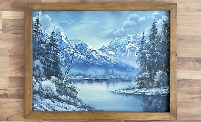 "Pintura al óleo vintage de paisaje de invierno de montaña de invierno JFM Impasto 18"" x 24"" detallada" Foto 1 de 4