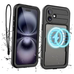 Compatible with iPhone Waterproof Case, Shockproof Phone Case with 16 Black - Picture 1 of 8