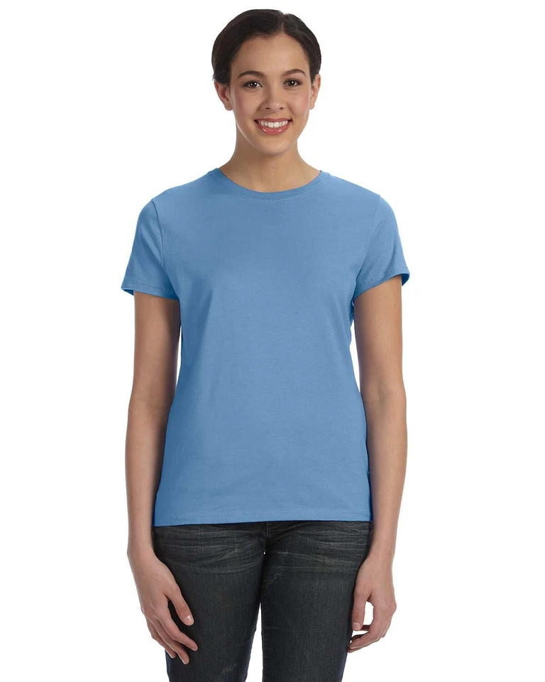 Hanes Ladies' 4.5 oz. 100% Ringspun Cotton Nano-T Tag Free T-Shirt SL04 S-2XL - Image 1 of 2