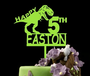 Dinosaur Cake topper,Jurassic T- Rex Birthday , custom age and name - Picture 1 of 6