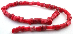 Dyed Red Branch Section Pieces Tumble Polished Coral Bead 15 Inch Strand CB53 - Picture 1 of 2