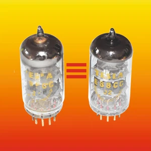 E88CC TESLA STRONG MATCHED PAIR GOLD PINS TRIODE NOS TESTED = 6DJ8 ECC88 6922 - Picture 1 of 2