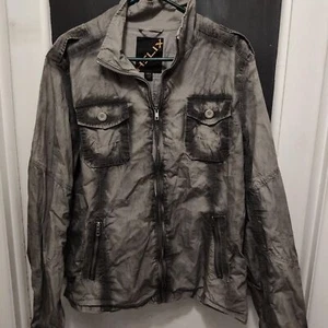 Helix Softshell Distressed Jacket Men Size Large Full Zip Acid Wash 100% Cotton - Picture 1 of 3