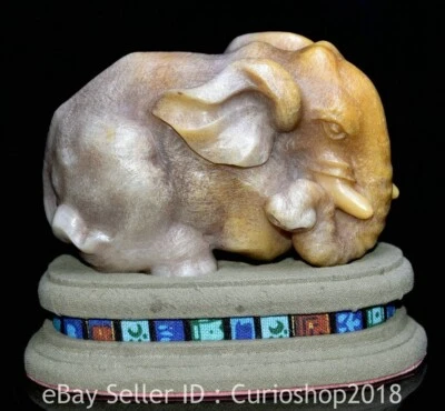 6" Chinese Dynasty Tianhuang Shoushan Stone Fengshui Elephant Animal Sculpture - Image 1 of 4