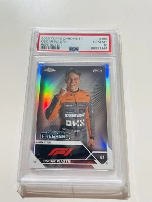 2023 Topps Chrome F1 #195 Oscar Piastri Freshest Refractor RC PSA 10 Gem Mint - Image 1 of 3
