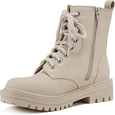 Botas anchas Soda Firmes Beige Nbpu Con cordones Punta Redondeada Gruesas Plataforma Combate al Tobillo Foto 1 de 4